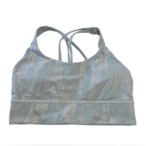 Lululemon Energy Longline Bra Size 8 Chevron Jacquard Silver Blue Medium Support